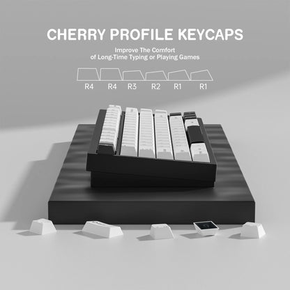 KBDiy GMK BOW Keycaps Cherry Profile Retro White And Black Double Shot PBT Keycap 7u for Mechanical Gaming Keyboard Key Caps Set