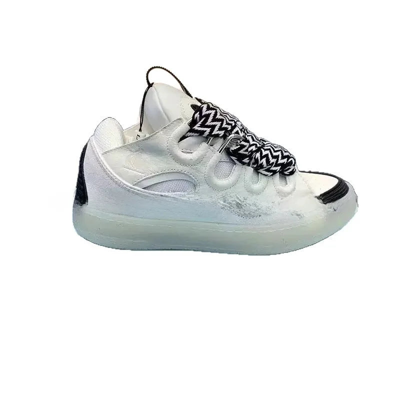 Zapatillas tipo skate de tacón alto cómodas, con suela gruesa, estilo casual deportivo dad shoes, estilo bolso, vietnamita y camboyano, nuevo diseño con nudo, sin cordones