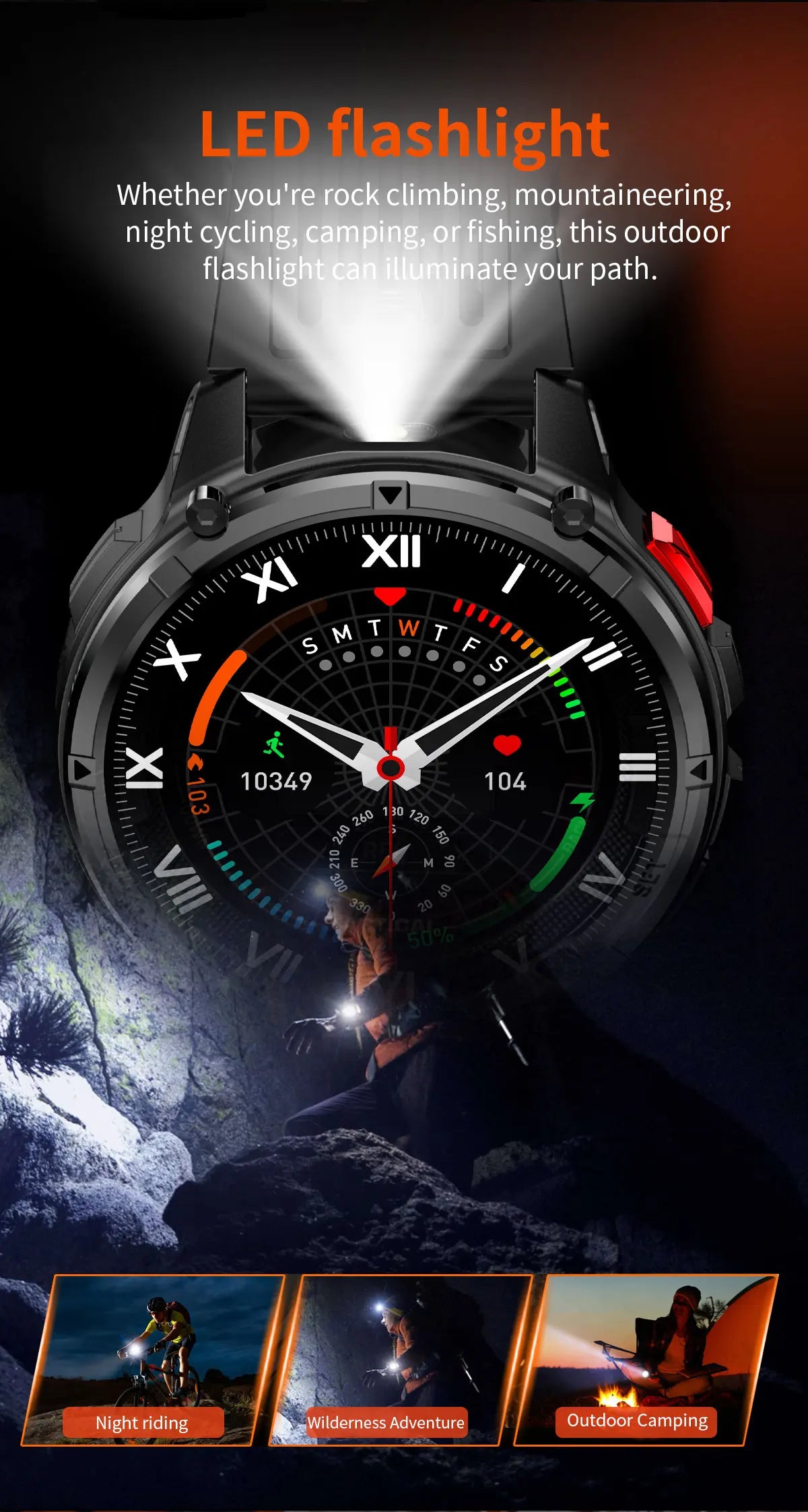 New T-REX3 Ultra 1100mAh Battery SmartWatch 10ATM Waterproof GPS Compass Flashlight 1.7" AMOLED HD Call Sports Smart Watch Men