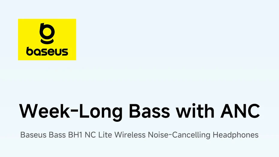 Baseus Bass EH10 NC Wireless Headphones Bluetooth 6.0 Noise Canceling 45dB Over Ear HeadsetSpatial Audio Earphone 80H Time