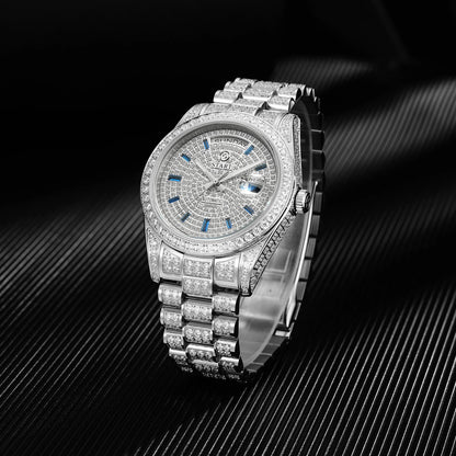 【START】Men's Watch Swiss Automatic Mechanical Movement Diamond Watch Waterproof Date Week Function Golden Watch