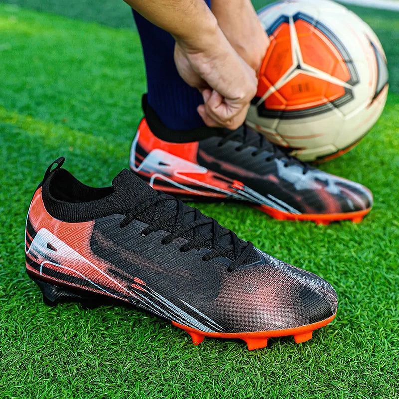 Chaussures de Football professionnelles à fond FG pour hommes, chaussures d'entraînement confortables et durables pour adultes, chaussures de Football à lacets pour adolescents