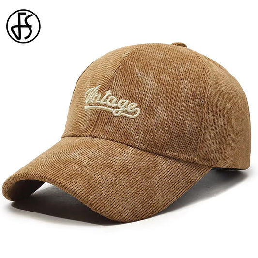FS Stylish Brown Corduroy Cap For Men Vintage Baseball Caps Street Hip Hop Women Hats Brand 3D Letter Trucker Hat Bone Masculino