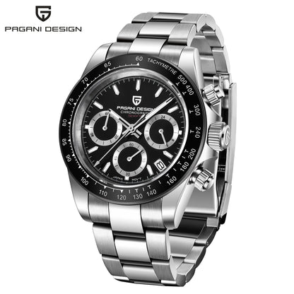 PAGANI DESIGN Men Exquisite Quartz Watch Luxury Choice VK63 Sapphire Mirror Stainless Steel Calendar Small Three-Pin Chronograph