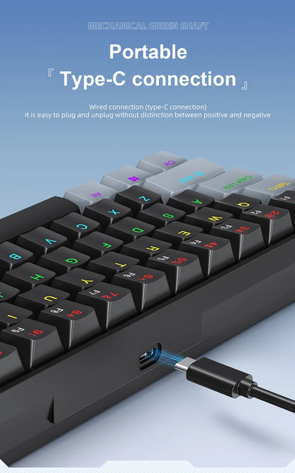 Tastiera meccanica da gaming cablata mini APAYADO K61 60% Phantom RGB, 61 tasti, switch Red/Blue, ergonomica, portatile per PC/laptop