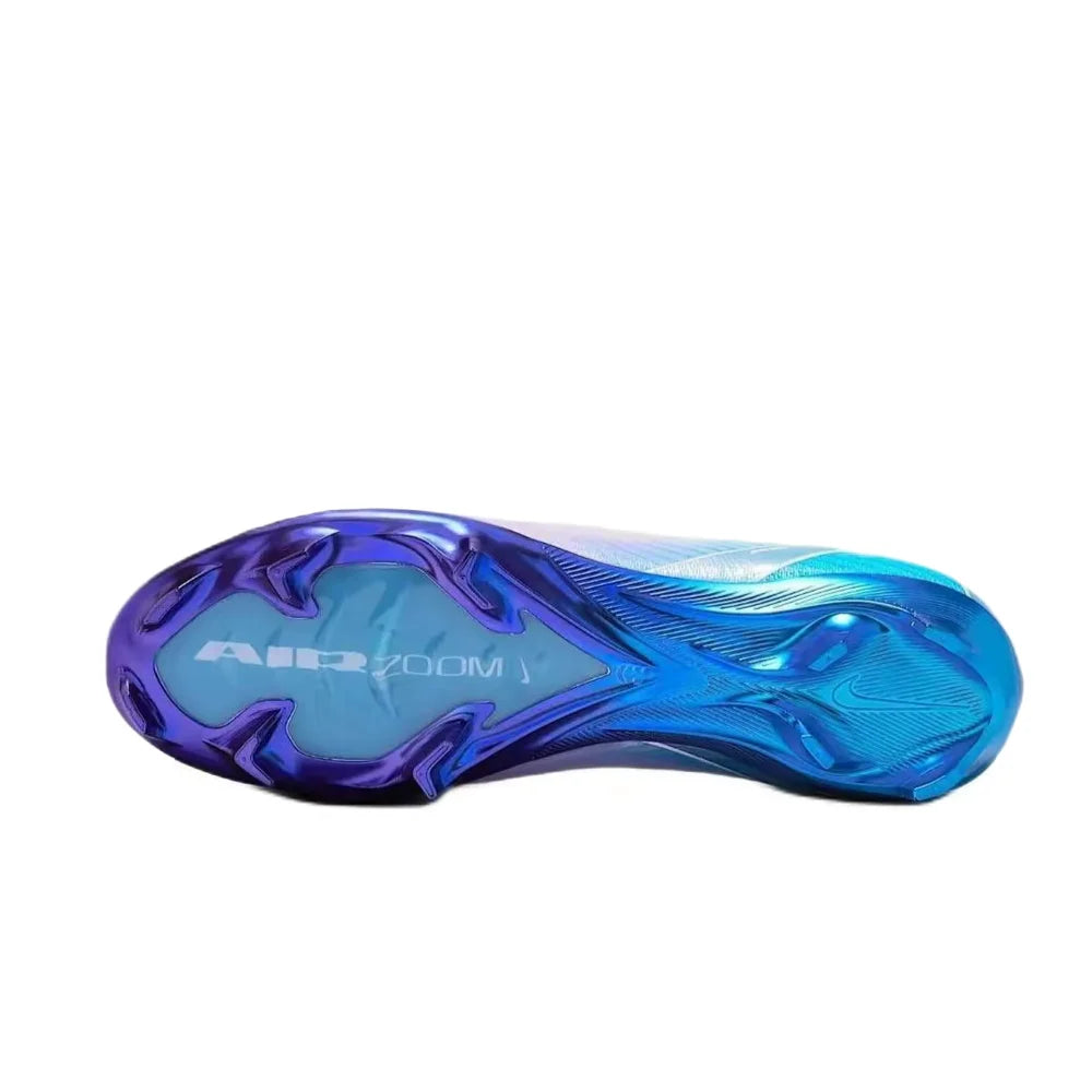 Botas de fútbol Nike Mercurial Vapor 16 Elite LV8 para hombre, FG: suaves, cómodas, para césped natural, blanco/azul HV4887-100