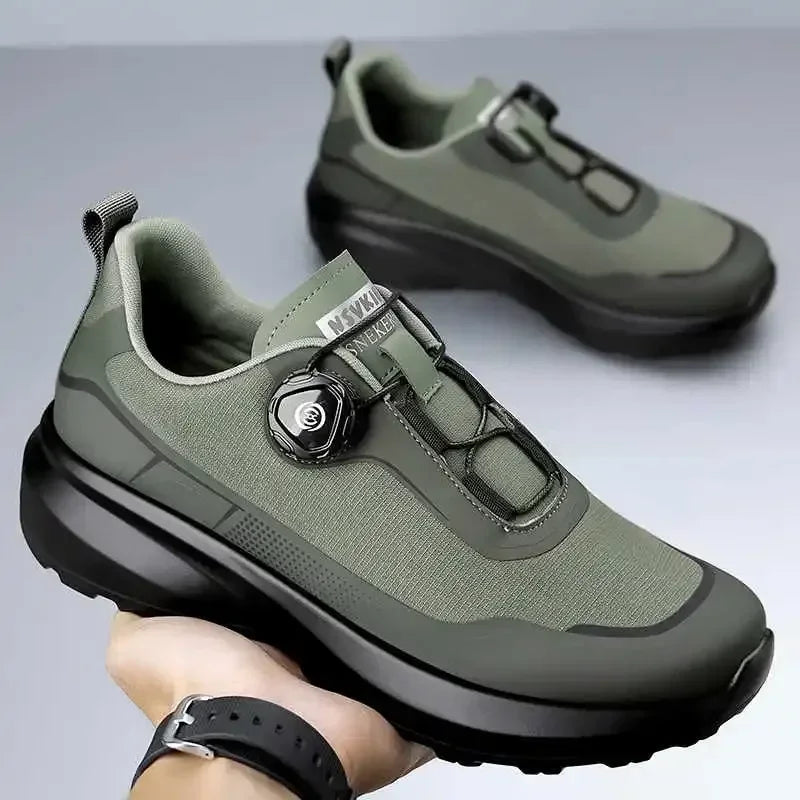 Zapatillas deportivas de running para hombre, ligeras, cómodas y versátiles, de color liso y con cierre ajustable para montañismo