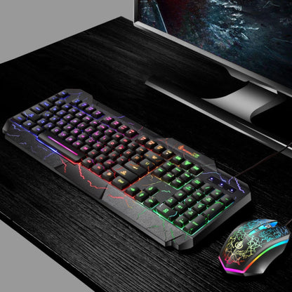 Combo tastiera e mouse da gaming cablati per computer desktop, tastiera retroilluminata LED effetto meccanico