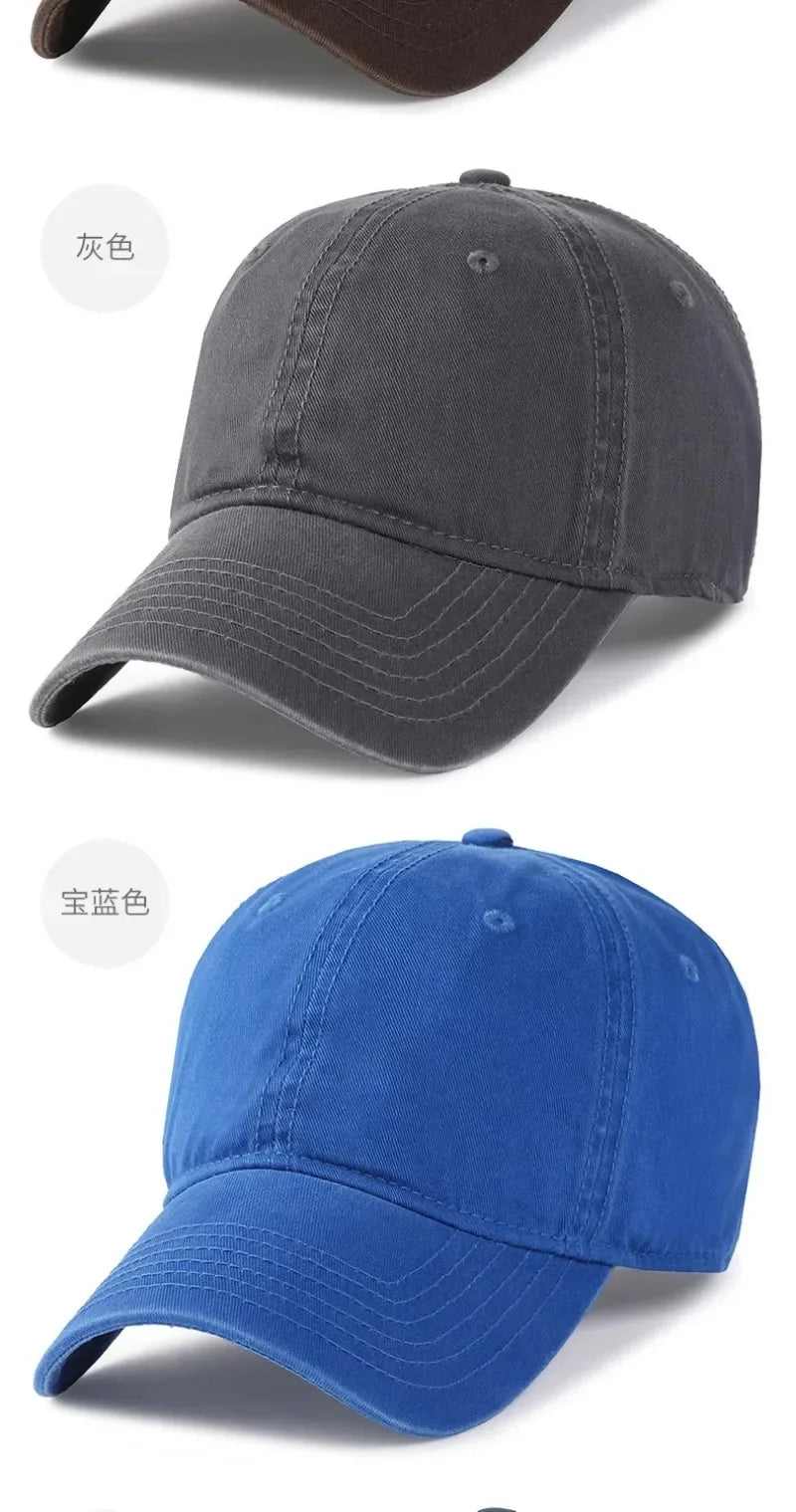 Solid Color Big Size 63cm Soft Cotton Baseball Caps Men Classic Plus Snapback Cap Ladies Golf Sun Hat 59-62cm