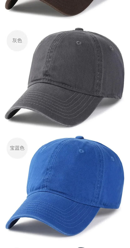 Solid Color Big Size 63cm Soft Cotton Baseball Caps Men Classic Plus Snapback Cap Ladies Golf Sun Hat 59-62cm