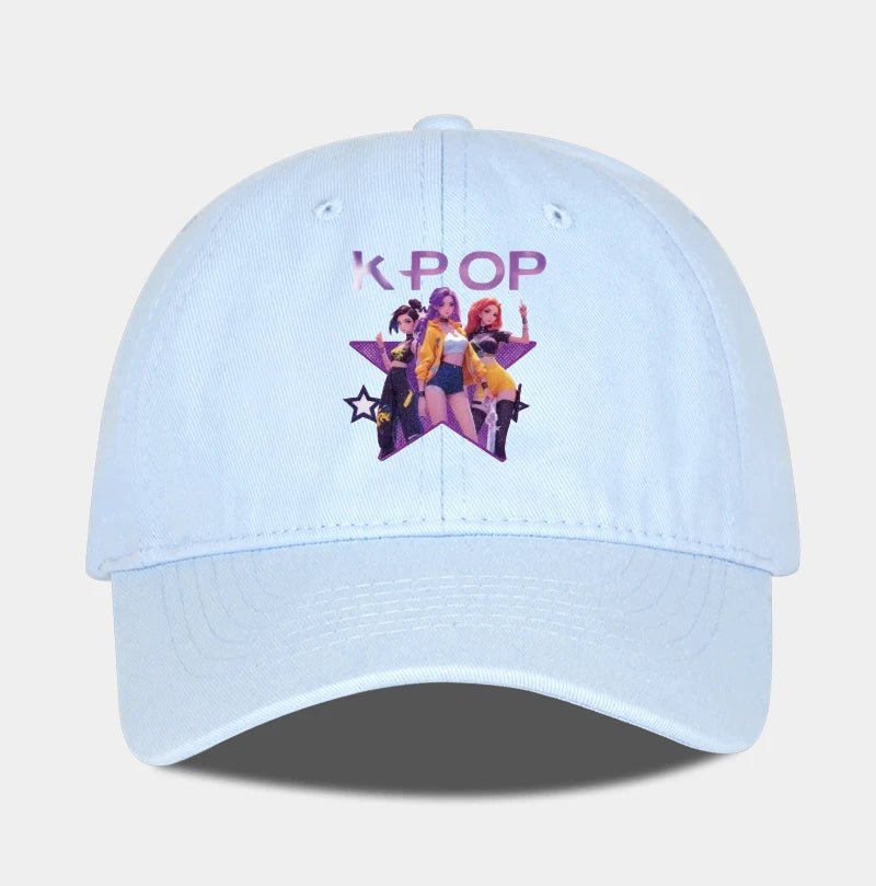 K-POP-baseballpet met print van cartoonmeisjesgroep - Unisex casual retro verstelbare ‘dad cap’ - Y2K-zonnepet