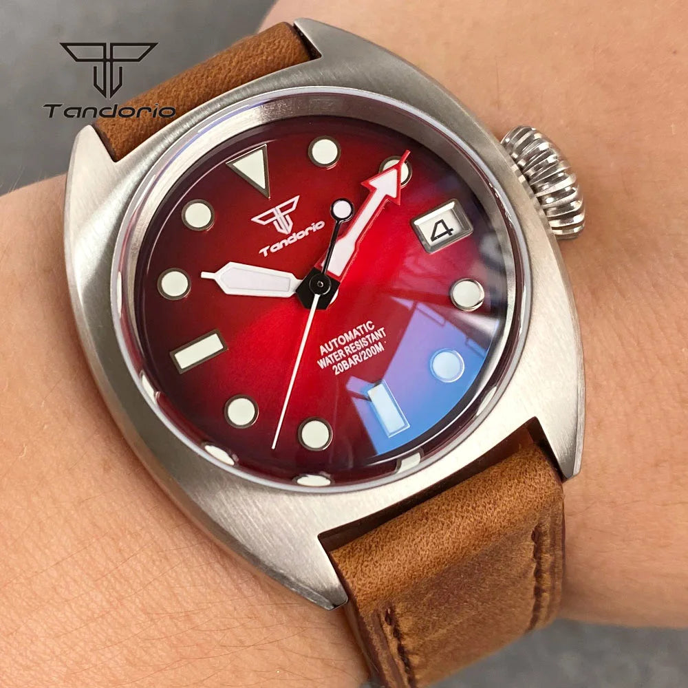 Tandorio 36mm Dive Military Automatic Miyota8215 Mechanical Watch for Men Domed Sapphire Unisex Wristwatch 20BAR Waterproof Lume
