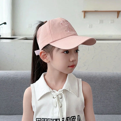 Bows Children Baseball Caps Hollow Empty Top High Ponytail Caps Adjustable Kids summer Sun Hats Boys Girls Hip hop Baseball Hat