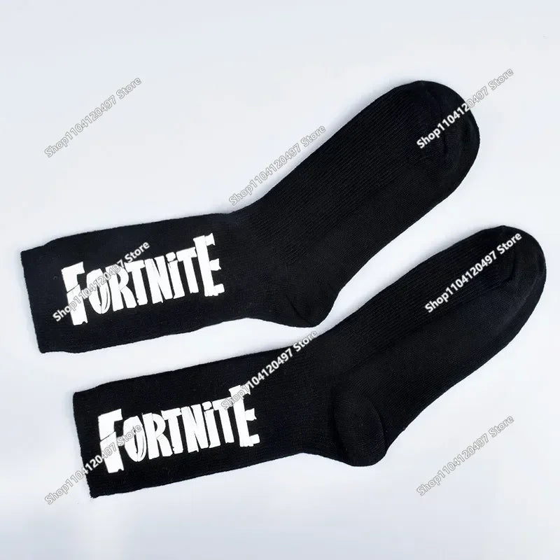 Meias Desportivas FORTNITE de Verão Pretas e Brancas, Respiráveis, Baixas e Invisíveis, em Algodão Macio para Desporto e Uso Casual