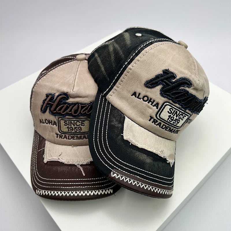 Bonés de basebol vintage coreanos lavados para homem e mulher, em algodão, com fecho snapback, bordado, design novo e versátil, letras bordadas, estilo casual desgastado