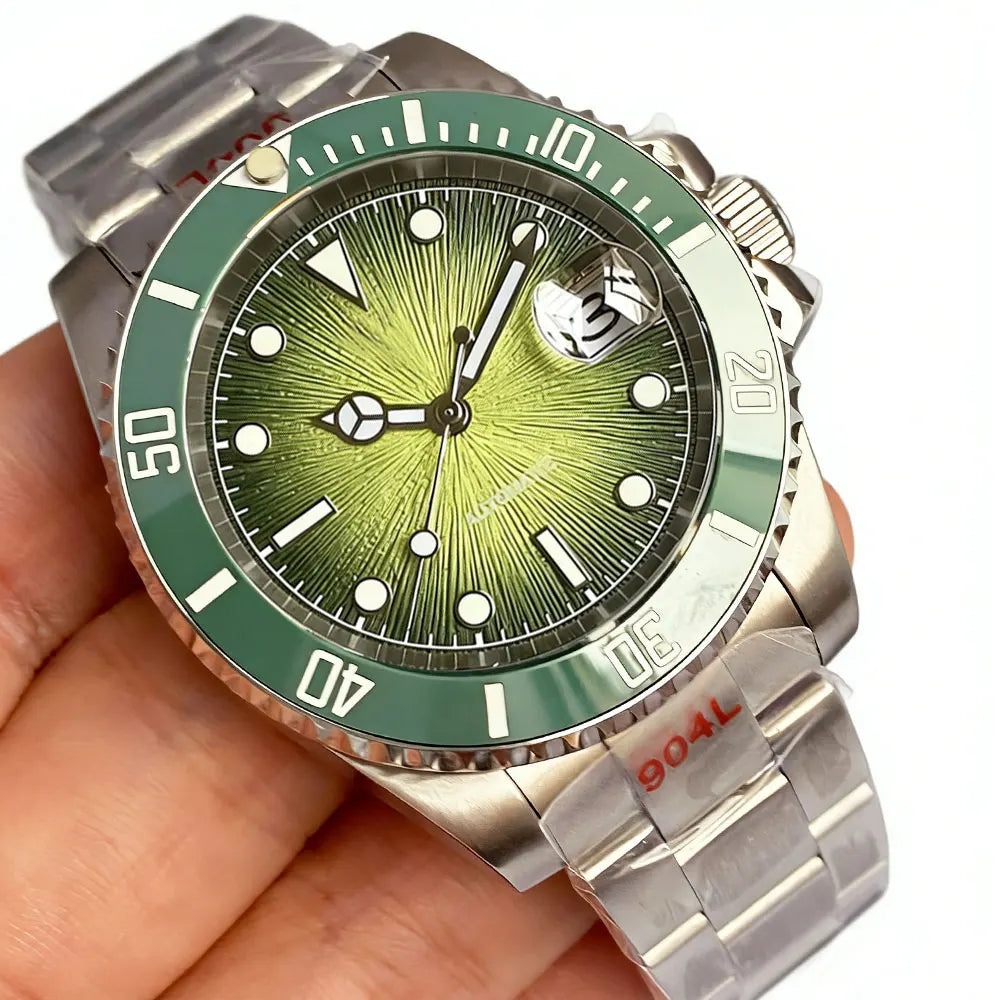Tandorio Blue Dial 40mm Miyota 8215 PT5000 Mechanical Dive Watch Men 200M Waterproof Lume Sapphire Stainless Steel Bracelet