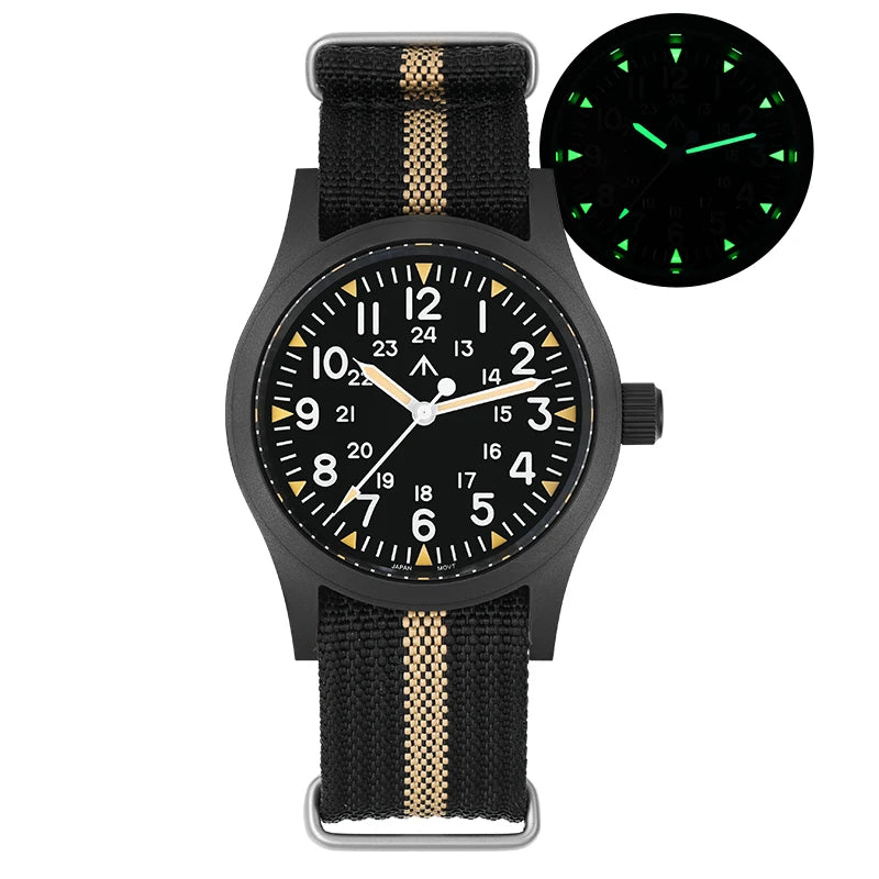 Militado ML05 Vintage Watch VH31 Sweep Second Movement Domed Sapphire Crystal With High Clear AR Coating Luminous 38mm Watches
