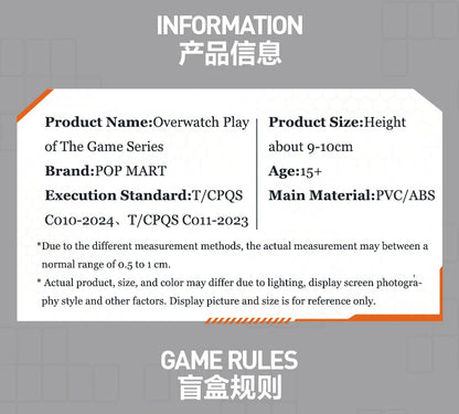 POP MART Overwatch Play of The Game Series Caixa Surpresa Mystery Box Brinquedos Kawaii Ornamentos Figuras Decoração de Casa Bonecas Modelo de Secretária