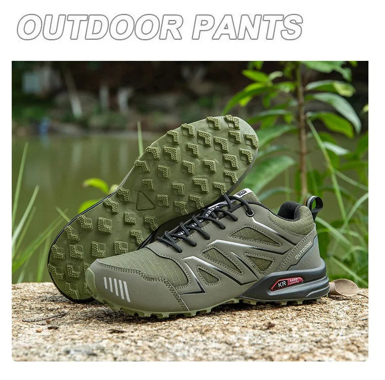 2025 New Men Hiking Shoes Outdoor Waterproof Sports Shoes Comfortable Leather Hiking Training Boots Large Size Tactical Shoe Men