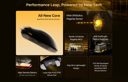 ATK Blazing Sky X1 V2 Ultimate Dual Mode Wireless Mouse Lightweight PAW3950 Ultra Dual 8K HZ Low Latency Custom Ergonomics Mouse