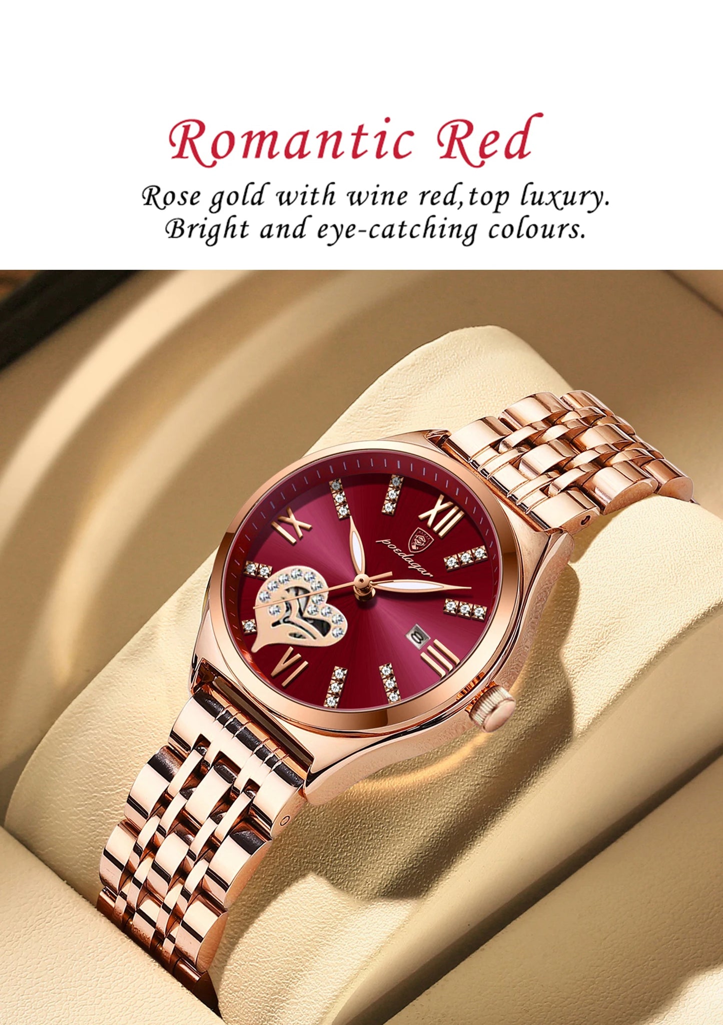 POEDAGAR Top Luxury Woman Watches Waterproof Luminous Date Stainless Steel Women's Quartz Wristwatch Elegant Dress Ladies Watch