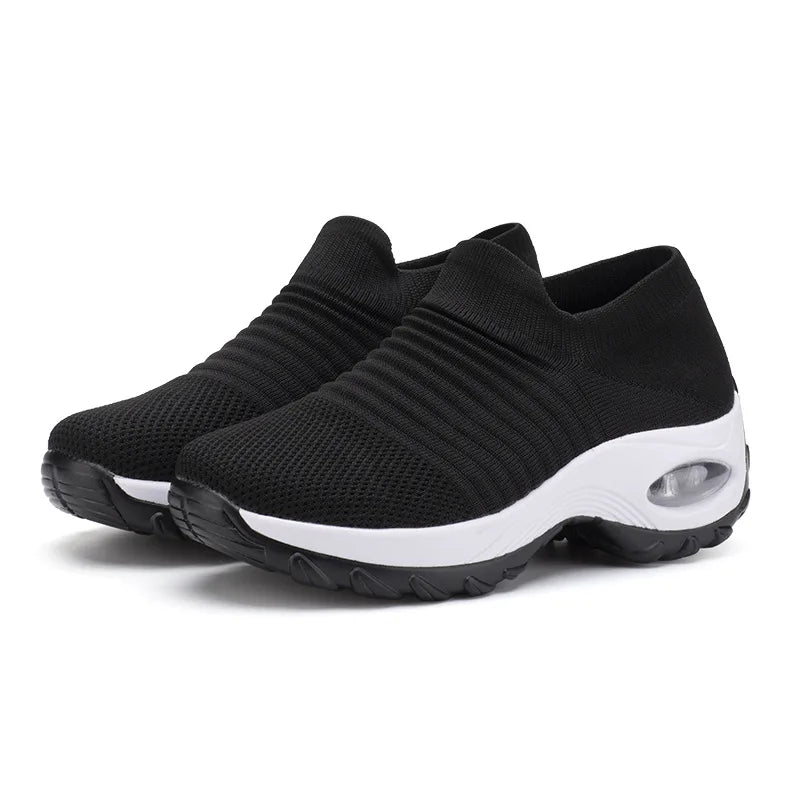 Sneakers da donna alla moda, leggere, scarpe da corsa, scarpe sportive per attività all’aperto, scarpe da corsa comode in rete traspirante, con cuscinetto d’aria e allacciatura con lacci