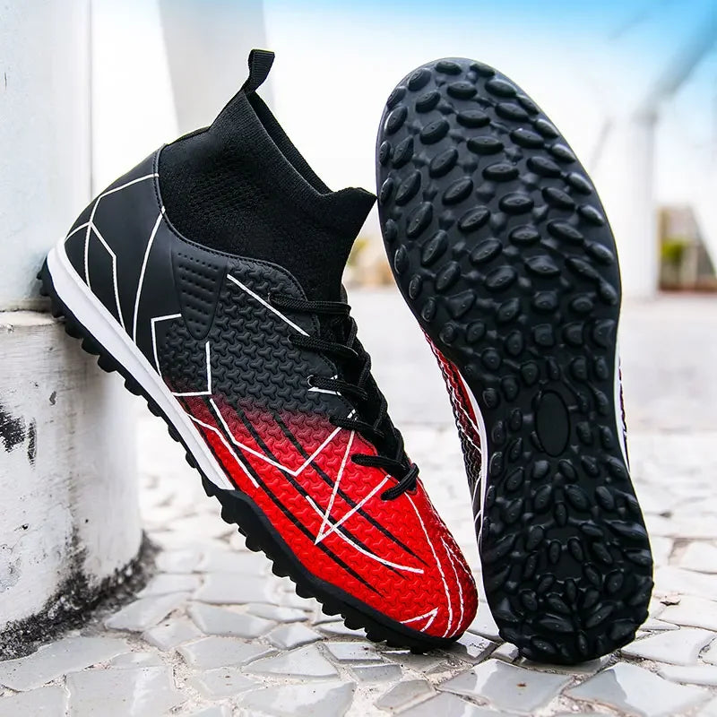 Nouvelles chaussures de Football professionnelles haut en cuir d'herbe artificielle jeunes étudiants chaussures de Football d'entraînement pour hommes et femmes sport