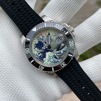 STEELDIVE New SD1953J 41mm Kanagawa Dial Sapphire Glass NH35 Automatic Movement 300M Waterproof Water Ghost Dive Watches For Men