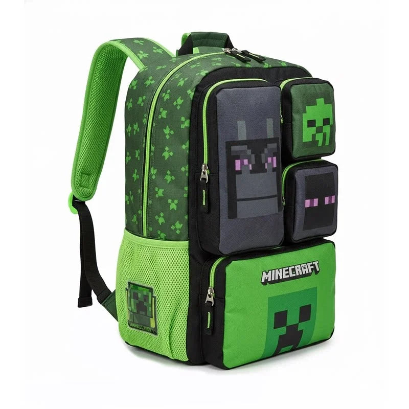 In Stock Minecraft Backpack Large Capacity Lightweight Pressure Relief Cartoon Print Outdoor Travel Hiking For Men Students