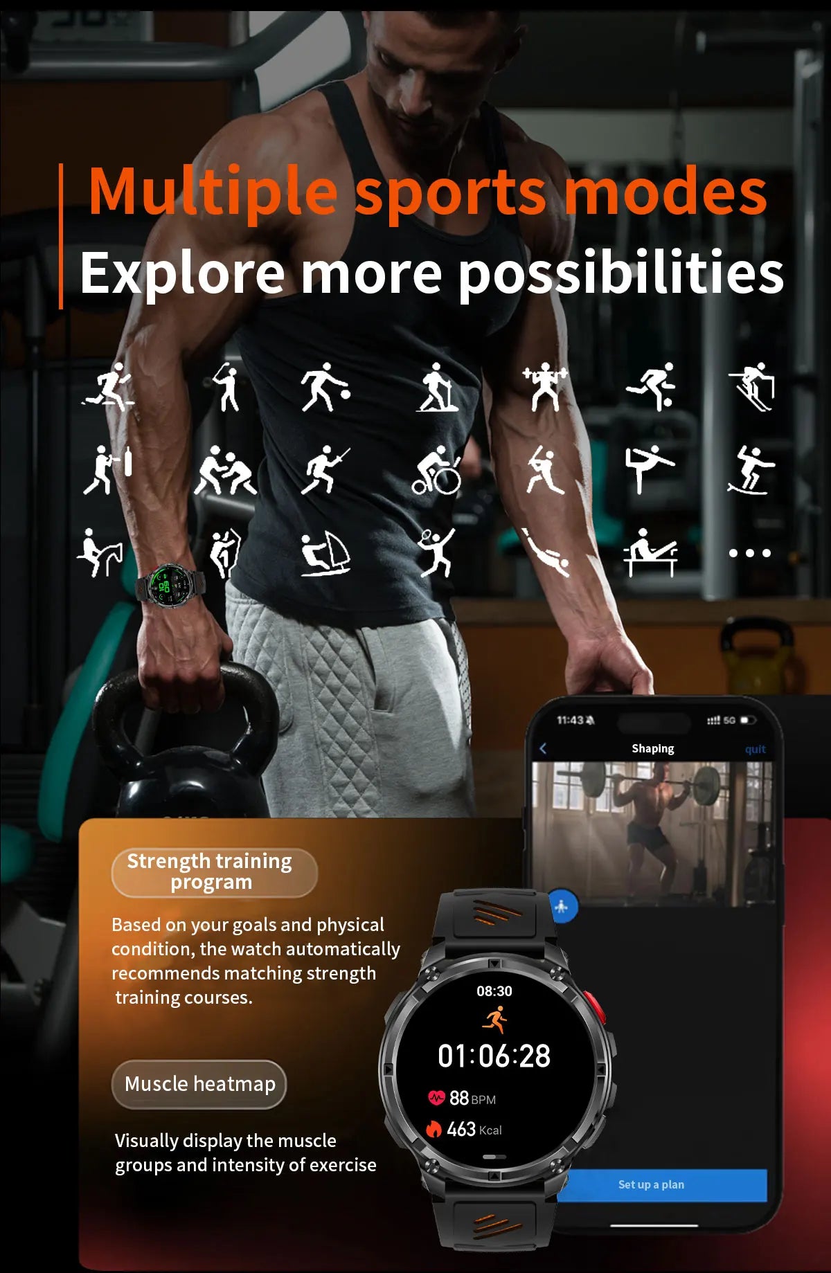 New T-REX3 Ultra 1100mAh Battery SmartWatch 10ATM Waterproof GPS Compass Flashlight 1.7" AMOLED HD Call Sports Smart Watch Men