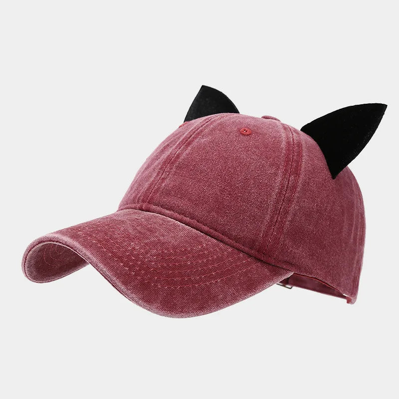 Cute cat ears baseball cap women summer soft top caps student couple personalized hat men hip hop streetwear