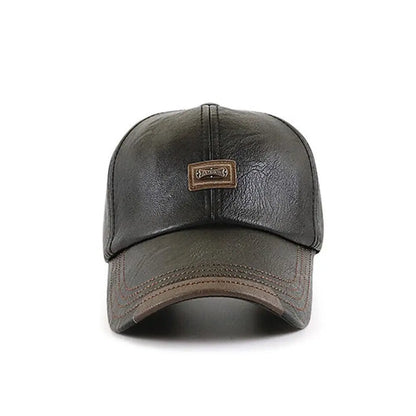 Men Hats Baseball Caps Leather Outing Cap Fashion Casual Adjustable Winter Warm Hat