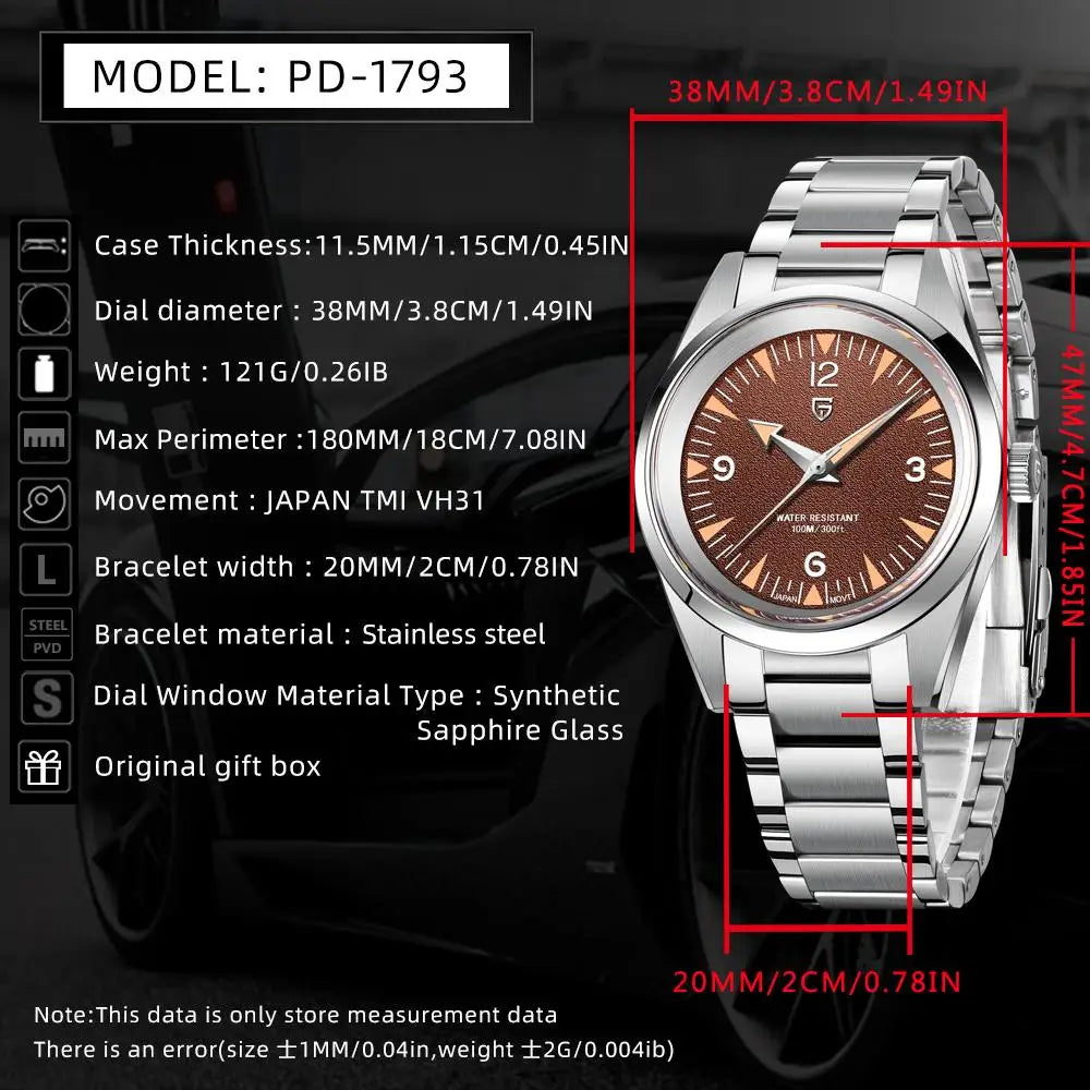 PAGANI DESIGN 2025 New VH31 Casual Men's Quartz Watch Luxury Sapphire Stainless Steel Waterproof 10Bar Luminous C3 reloj hombre
