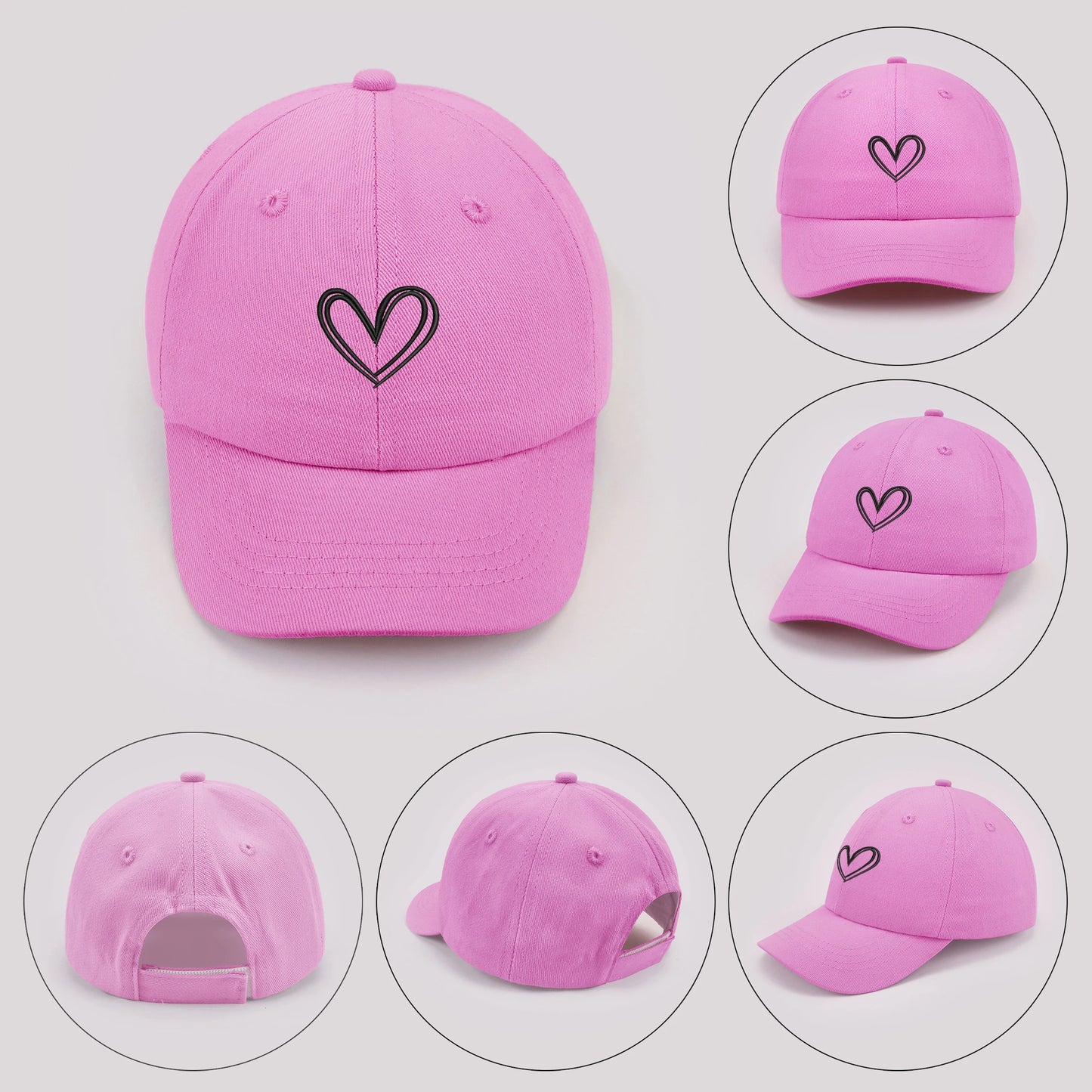 Cartoon heart-shaped Baby Baseball Cap Cute Solid Color Toddler Sun Hat with Ears Summer Adjustable Kids Boy Girl Peaked Cap ﻿