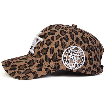 Unisex NY Letter Embroidery Leopard Print Baseball Caps Spring Autumn Outdoor Adjustable Casual Hats Sunscreen Hat Sports Cap