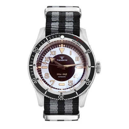 Tandorio Waterproof Watch Men Dome Sapphire Crystal Roman Numbers 120 Clicks Bezel NH35A/Miyota 8215 Movt Silicone Grey Dial