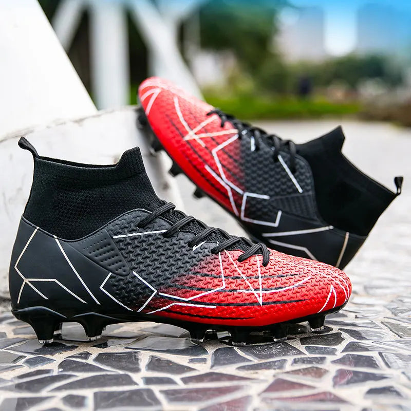 Nouvelles chaussures de Football professionnelles haut en cuir d'herbe artificielle jeunes étudiants chaussures de Football d'entraînement pour hommes et femmes sport
