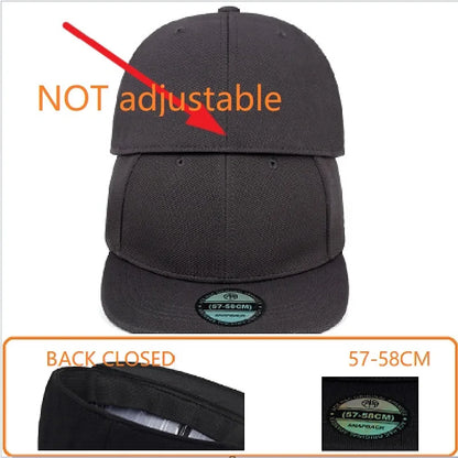 Brand Oohmy Back Closed Baseball Cap for Small Head Lady Man Blank Hiphop Snapback Hat Fitted Flat Caps 58cm to 60cm