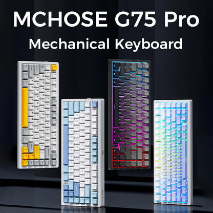 Tastiera meccanica wireless MCHOSE G75 Pro, layout 75%, montaggio gasket, 5 strati di smorzamento, retroilluminazione RGB, tri-mode, hot-swappable