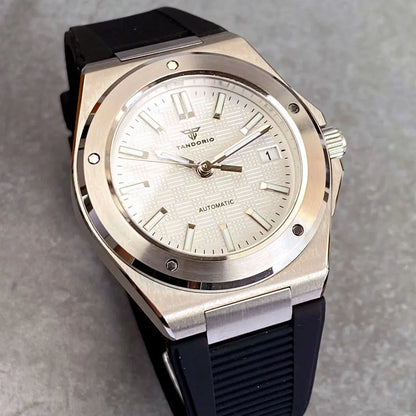 Reloj mecánico automático Tandorio New Black Luxury Business Engineer Style para hombre, cristal de zafiro, resistente al agua 100m, NH35A