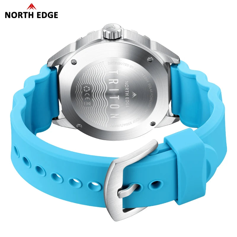 NORTH EDGE 2025 New TRITON Solar Powered Dive Watch Men Luxury Quartz Watches For Men 316L Stainless Steel Case Waterproof 300M