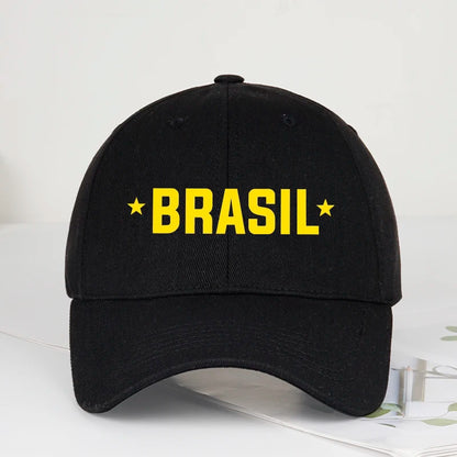 Brazil Fans “BRASIL” Printed Soft-Peak Baseball Cap – Unisex Adjustable Sun Hat for Soccer Enthusiasts – Father's Day Gift