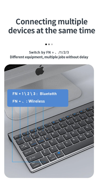 JOMAA Bluetooth&2.4G USB Keyboard and Mouse Set for Laptop Computer ipad Rechargeable Wireless Keyboard and Mouse Combo Slient