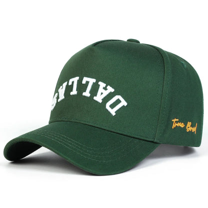 Unisex DALLAS Letter Embroidery Baseball Caps Adjustable Casual Hats Spring and Autumn Outdoor Sunscreen Hat
