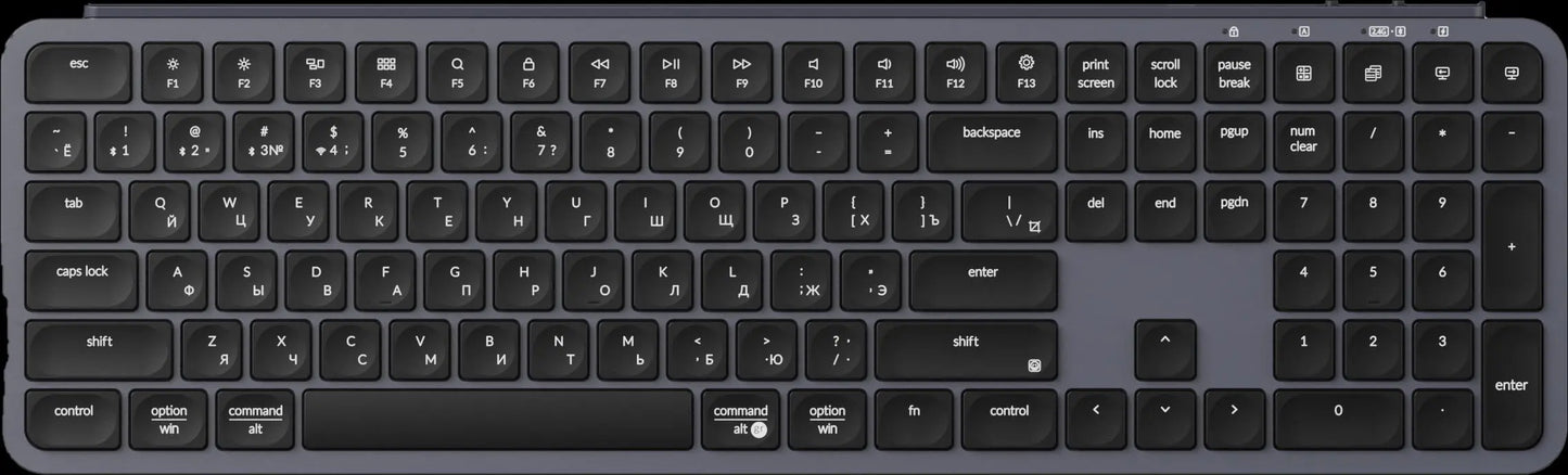 Tastiera wireless ultra-sottile Keychron B6 Pro layout ISO, formato completo, portatile e leggera, con connessioni 2.4GHz e Bluetooth