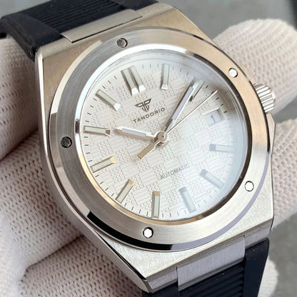 Reloj mecánico automático Tandorio New Black Luxury Business Engineer Style para hombre, cristal de zafiro, resistente al agua 100m, NH35A