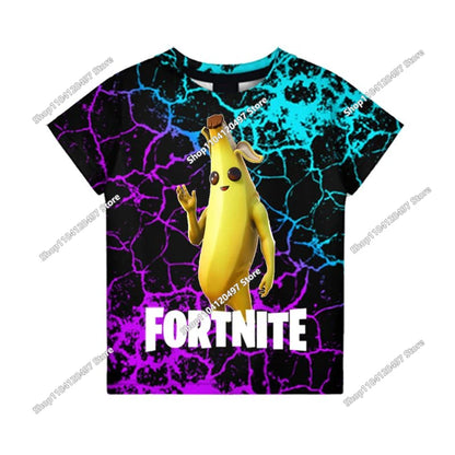 T-shirts Fortnite Anime para Menina, T-shirt Branca para Rapaz, T-shirts Cartoon para Bebé, Camisolas de Verão com Estampado Fofo, Tops de Disfarce
