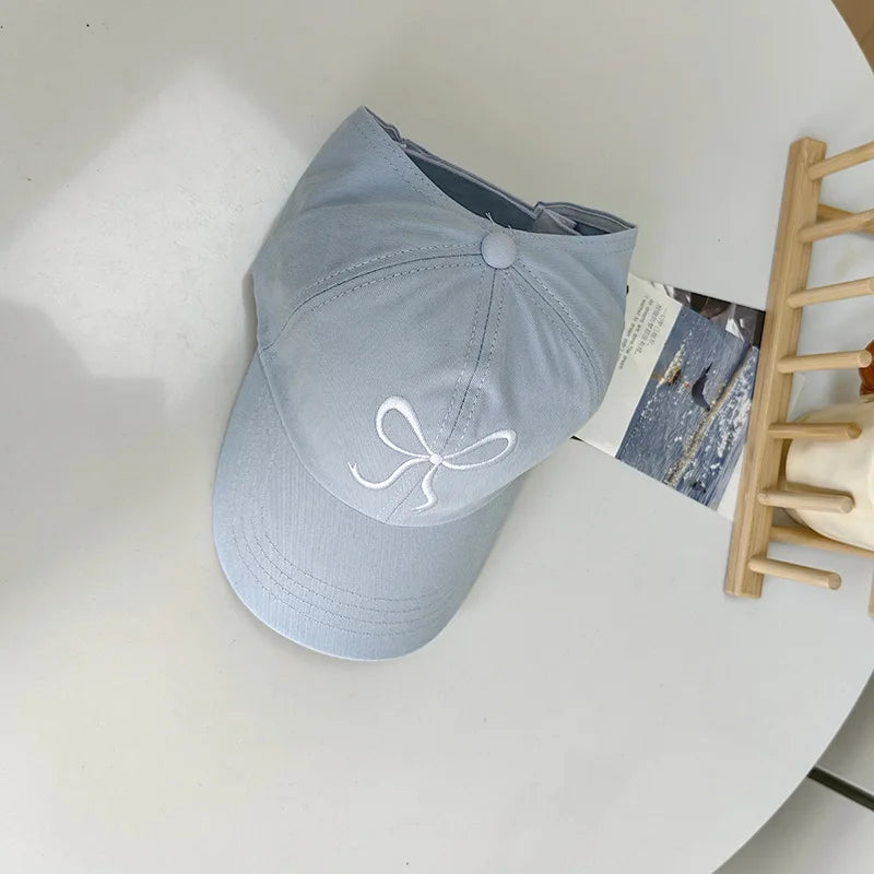 Bows Children Baseball Caps Hollow Empty Top High Ponytail Caps Adjustable Kids summer Sun Hats Boys Girls Hip hop Baseball Hat