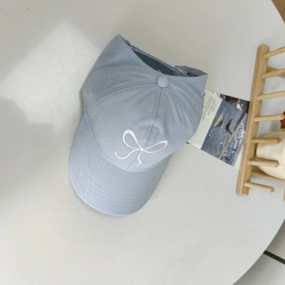 Bows Children Baseball Caps Hollow Empty Top High Ponytail Caps Adjustable Kids summer Sun Hats Boys Girls Hip hop Baseball Hat