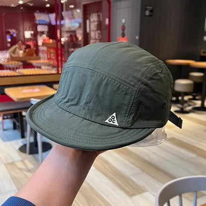 Unisex 5 Panel Camp Cap Quick Dry Waterproof Short Brim Adjustable Lightweight Breathable Cap for Hiking Camping Outdoor Daily